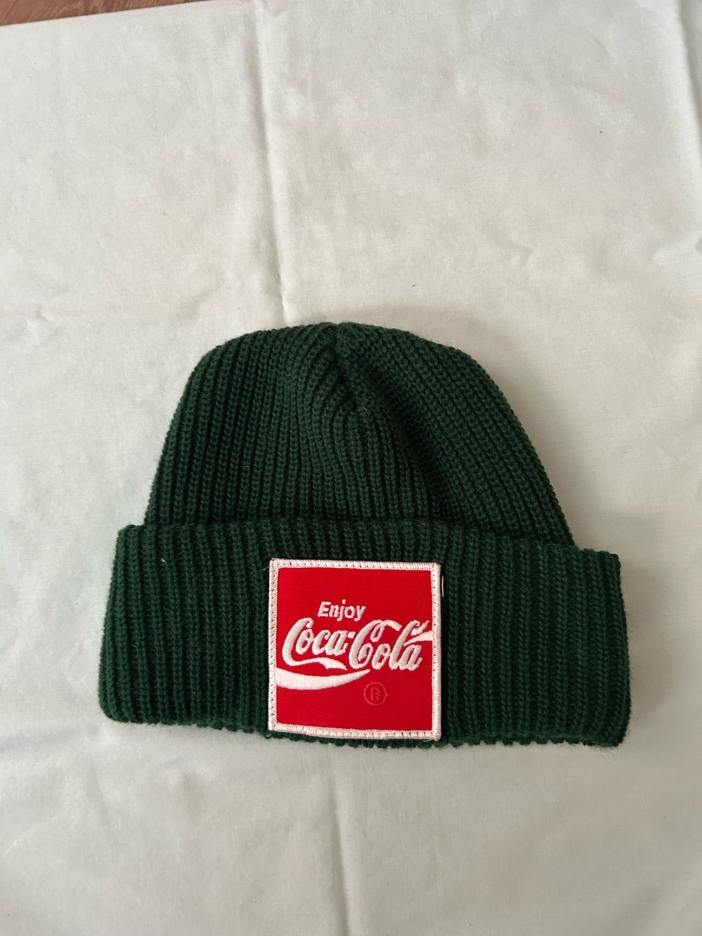 Coca-Cola Green Ribbed Beanie with Red Logo Patch